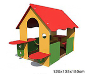 HDPE small house in backyard with seats